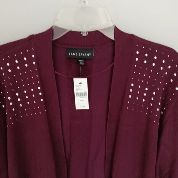 Lane Bryant NWT Dark Red Open Cardigan Sparkle Detail Sweater Sz 22 - Picture 4 of 11